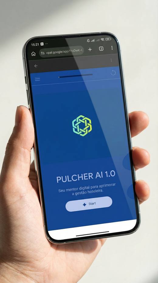Aplicativo Pulcher AI 1.0 aberto em um smartphone